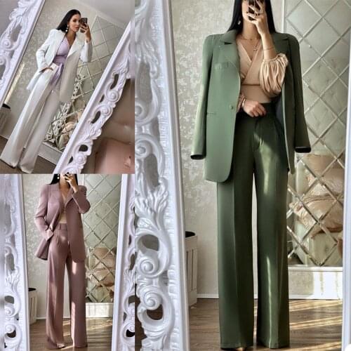 Elegant Sexy Women Pants Suits Catwalk Casual Office Lady Wedding Jacket Coat Blazer 2 Pieces