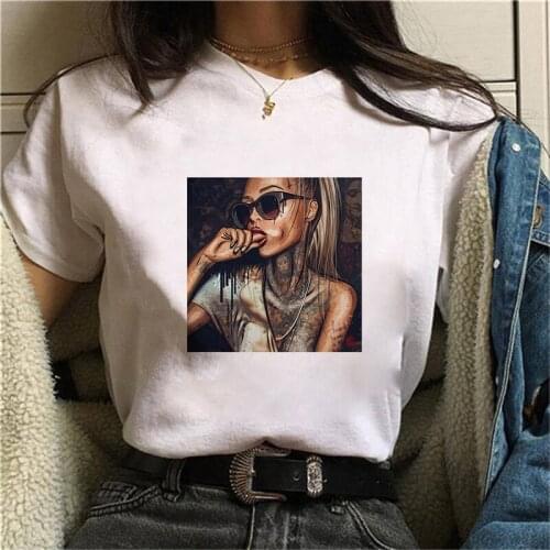Beautiful Black Girl Summer Harajuku Top T-shirt women Fashion Soft Casual White T shirts Womens Kawaii Camisas T-shirt