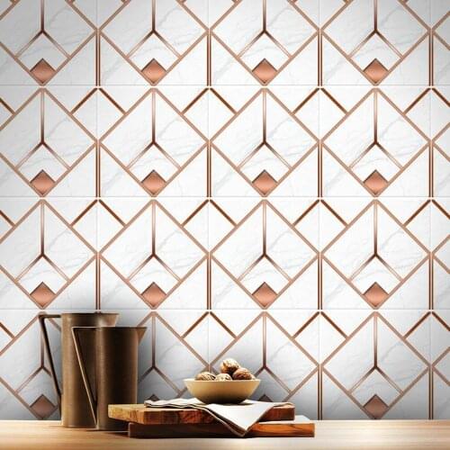 Copper geometric marble light luxury sticker Waterproof wear-resistant matte floor stickers Non-slip tile stickers 20x20cm
