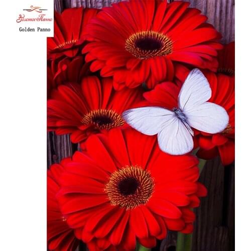 Fashion 5D Home Decor DIY Diamond Painting Butterfly Red Flower Cross Stitch Wall Sticker Mosaic Diamond Embroidery Painting