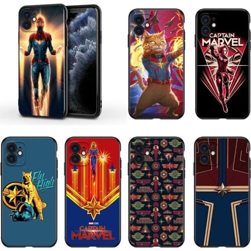 Avengers Captain Marvel For Apple iPhone 13 12 11 Mini XS XR X Pro MAX SE 2020 8 7 6 5 5S Plus Black Silicone Phone Case