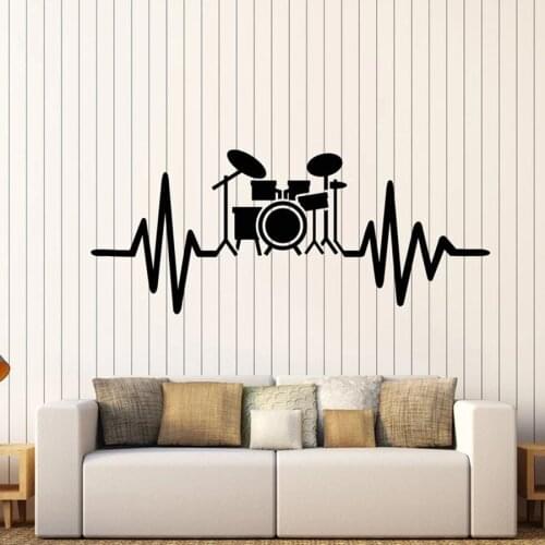 Drum Kit Wall Decal Drummer Musician Music Lover Vinyl Art Murals Wall Sticker Musical Studio Bedroom Living Room Home Decor