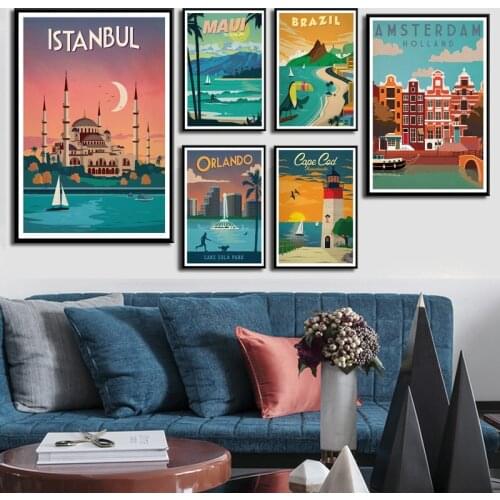 New York Netherlands Amsterdam London Travel City Landscape Canvas Painting Poster and Prints Wall Art Pictures for Living Room
