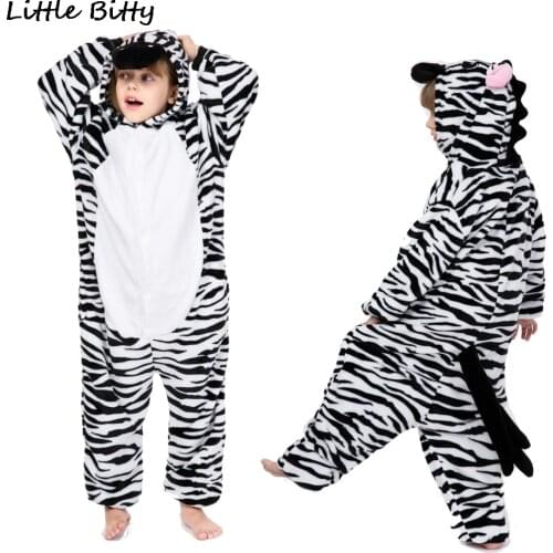 Zebra Pajamas Animal Cartoon Kigurumi Pajamas Boys Sleepwear One Piece Hooded Onesies Pajamas Girls Unicorn Kigurumis Kugurumi