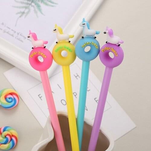 Donut Gel Pen Novelty Cartoon Cute Pens Student Stationery Cool Pens Creative Black Writing Gel Pen Cute Stationary Supplies