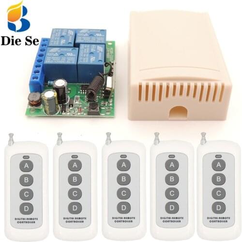433MHz rf Remote Control AC 220V 10A 4CH Relay Receiver Large Range for universal garage/Curtain/Light/door/Signal transmission