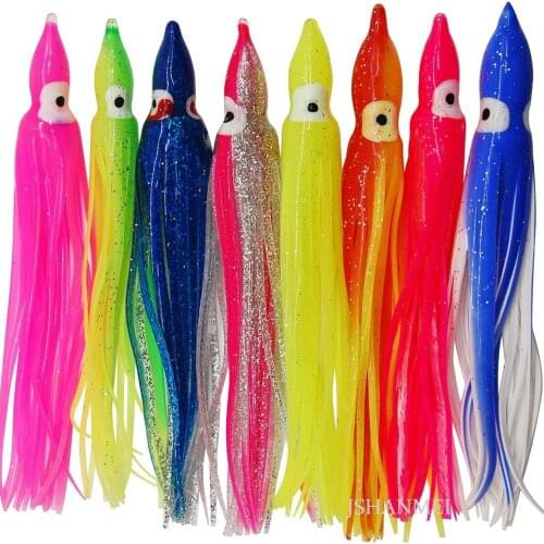 10pcs 9cm Soft Plastic Octopus Fishing Lures For Jigs Mixed Color Silicone Squid Skirts Octopus Artificial Jigging Bait