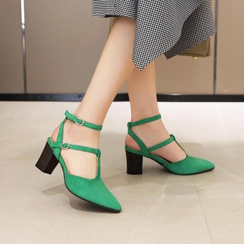 Sexy Shallow Women Sandals High Heels Ladies Shoes Stiletto Zapatillas Mujer Pumps Pointed Straight buckle Womens Sandals