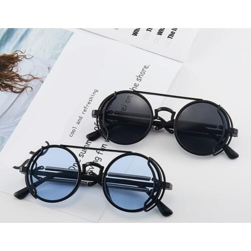 Classic Gothic Steampunk Sunglasses Luxury Brand Designer High Quality Men and Women Retro Round Metal Frame Sunglasses UV400