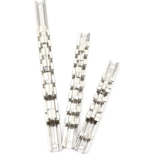 Socket Storage Rack Holder Divider 1/4" 3/8" 1/2" With 8 Clips On Rail Store Sockets Tool Organizer Wrench Storage Rack