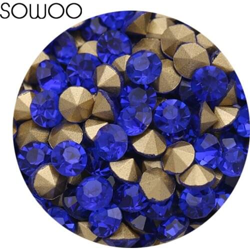 Sapphire color rhinestone 1440pcs/lot 2-6mm sizes Round crystal Fancy stone Pointed back glass stone For Choice Jewelry Making