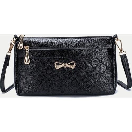 Simple Style Women Shoulder Bags Small Crossbody Messenger Bag Vintage PU Leather Handbag Bowknot Mini Phone Purse Pack