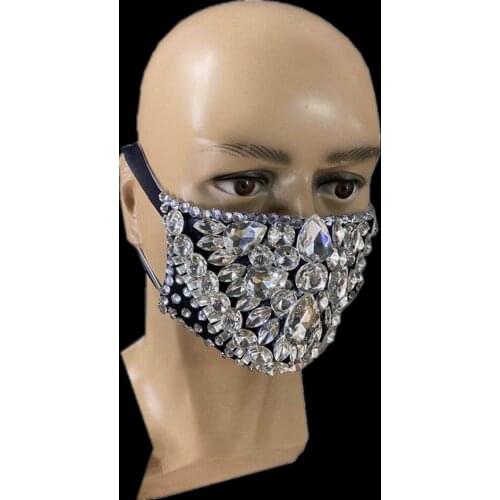 Sparkling Party Rhinestone Masks Women Men Nightclub Crystal Mask Face Decoration Singer Dancer Stage Performance Accessories