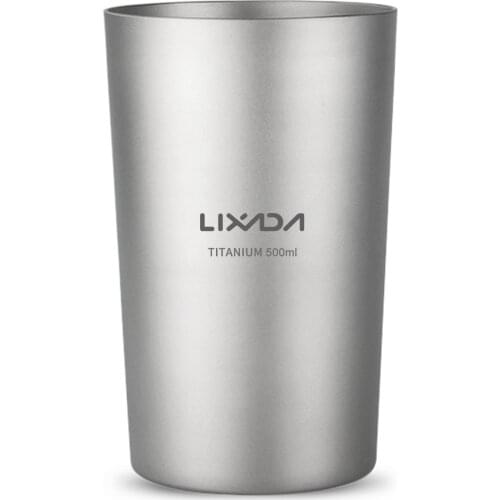 Lixada 300ml / 500ml Double Wall Titanium Beer Cup Juice Tea Water Cup Mug for Home Office Outdooor Camping Hiking Picnic