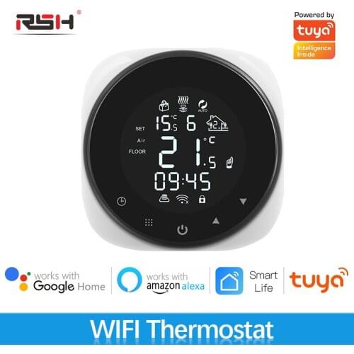 Tuya WiFi Smart Thermostat, Electric Floor Heating Water/Water Underfloor Heating System Boiler Thermostat Round For Google Home