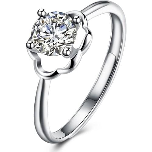 ZEMIOR 925 Sterling Silver Ring For Women 5A Cubic Zirconia Adjustable Creative Geometric Rings Party Simple Fine Jewelry New