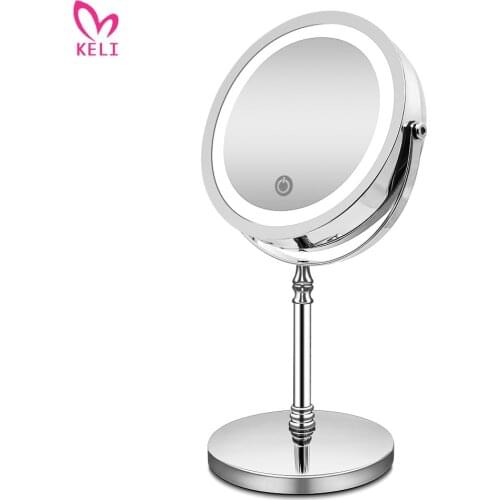 Makeup Mirror with Lights 10X Magnification Double Sided Vanity Mirror USB Charging Touch Dimming Bath Mirrors Gift For Girll