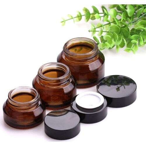 120 X 15g/30g/50g Empty Amber Glass Refillable Bottles Makeup Jar Pot Travel Face Cream Lotion Vials Cosmetic Containers