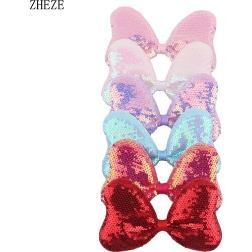 18Pcs/Lot 5Inch Big Glitter Sequin Bow For Headband/Hair Clips Children Girls Trendy Candy Color DIY 2021 Hair Accessories