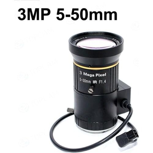 3 Megapixel 5-50mm Varifocal Lens F1.4 1/3" For CCTV Security Surveillance Camera
