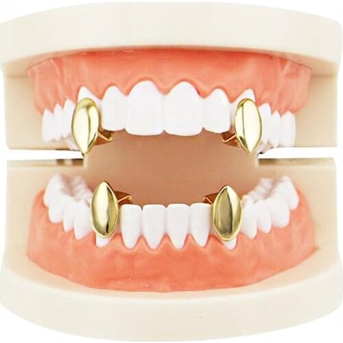 4pcs/set Vampire Teeth Grillz Top Bottom Canine Fangs Dracula Tooth Grills Dental Cap Cosplay Party Hip Hop Body Jewelry
