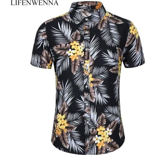 5XL 6XL 7XL 2020 Summer Casual Shirt New Fashion Mens Shirts Flower Printing Short Sleeve Shirts Male Beach Hawaiian Shirt Men