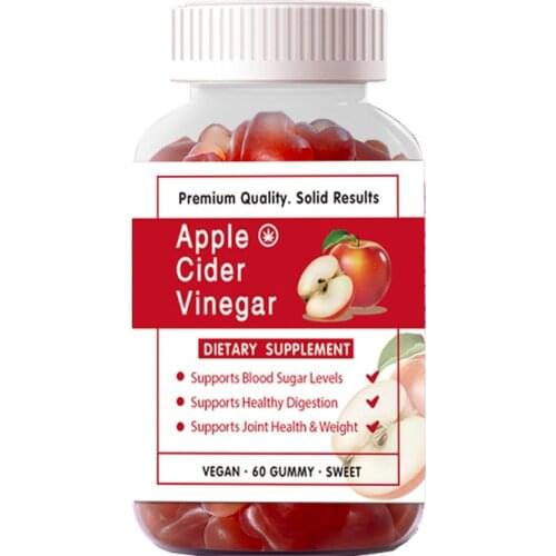 60pcs Apple Cider Vinegar Gummy Vitamins B9 B12 Organic Beet Root Pomegranate Gummies for Detox Cleanse & Weight Management