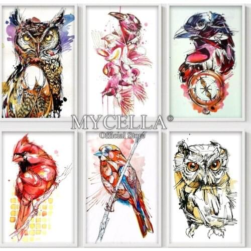 Watercolor 5D Diy Diamond Painting Animals Birds Cross Stitch Diamond Embroidery Owl Full Round Rhinestone Diamond Mosaic Gift