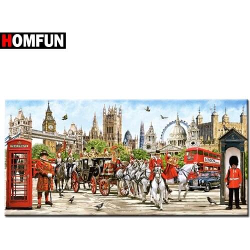 HOMFUN 5D Diamond Pattern Rhinestone Needlework Diy Diamond Painting Cross Stitch "London street view" Diamond Embroidery