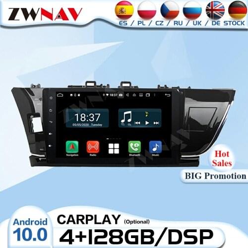 128G 2 Din Carplay Android 10 Radio Receiver For Toyota Corolla 2014 2015 Audio Stereo Video Player CAR GPS Navigation Head Unit