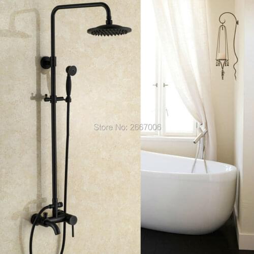 Free shipping New Promotion Copper Shower Set Bathroom Single Handle Faucet Rainfall Shower Black Bronze Shower Faucet Set GI302