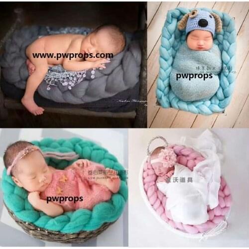Baby Merino Wool Braids Baby Photography Props Newborn Basket Wool Filler Photo Props Blanket