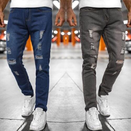 Mens jeans Sweatpants Sexy Hole Jeans Pants Casual Summer Autumn Male Ripped Skinny Trousers Slim Biker Outwears Pants