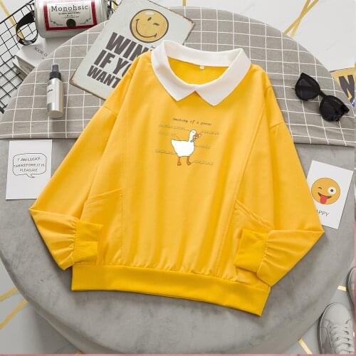 Egirl Aesthetic Clothes Kawaii Hoodie Woman Pink Sweatshirts Womens Plus Size Printing Letter Goose Graphic Hoodies Women Cotton