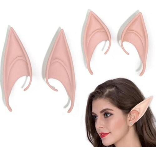 1Pair Mysterious Angel Elf Ears Fairy Cosplay Accessories Halloween Christmas Party Latex Soft Pointed Tips False Ears Props