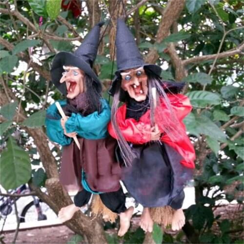 Halloween Hanging Animated Talking Witch Props Laughing Sound Control Decor Gift