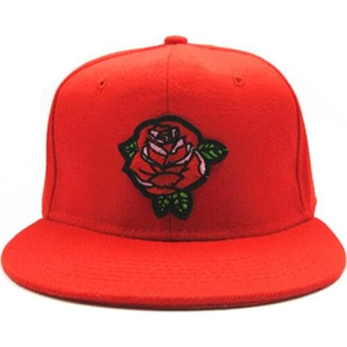 Rose Flower Embroidery Cotton Baseball Cap Hip-hop Cap Adjustable Snapback Hats for Men and Women 188
