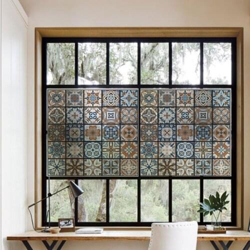 Custom Size colorful Window film Frosted Privacy Glass Door Sticker Home Decor Digital print Morocco European