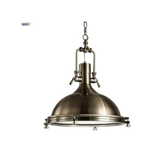 IWHD Ameican Country LED Pendant Lights Fixtures Bar Restaurant Iron Metal Industrial Pendant Lighting Fixtures Vintage Lamp