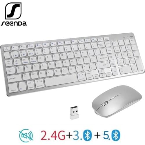 SeenDa Bluetooth-compita Keyboard and Mouse Comb 5.0/3.0 Bluetooth-compita 2.4G Wireless Keyboard and Mouse Set for iPad Laptop