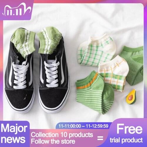 Women Short Socks Pack Set Cotton Kawaii Korean Style Striped Print Ankle Happy Harajuku Socks Cute Cool