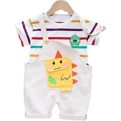 Summer Kids Fashion Clothes Children O-Neck Shirt Overalls2Pcs/sets Baby Boy Girls Print Clothing New Toddler Cartoon Tracksuits