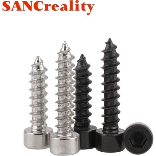 M2 M2.6 M3 M3.5 M4 M5 M6 Hex Hexagon Socket Cap Head Self Tapping Screw 8.8 Grade Black/Nickel Zinc Allen Head Screw for Speaker
