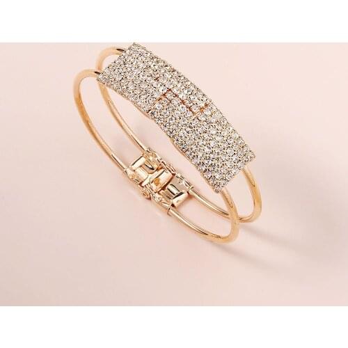 Fashion 2021 rectangle Diamond open bracelet casual wild lady luxury style lady gold silve Bracelet