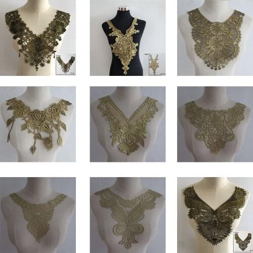 Fashion style Embroidery Lace Fabric Collar DIY Tulle Lace Neckline Decoration Bride Wedding Dress Decals Accessories Supplies