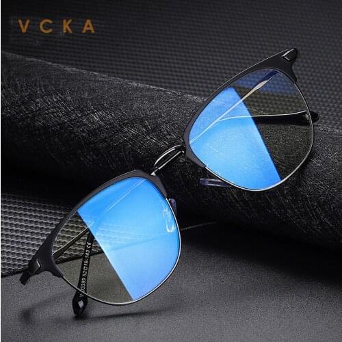 VCKA New Mens Anti Blue Light Computer Reading Glasses Metal Frame Fashion Blocking Gaming Eyewear Anti Glare UV400 +50 to +600