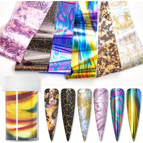 Marble Foil Sticker Transfer Foils Nail Art Sticker Galaxy Nail Art Decals Wrap Slider for Nails Art Decorations Tips Papers