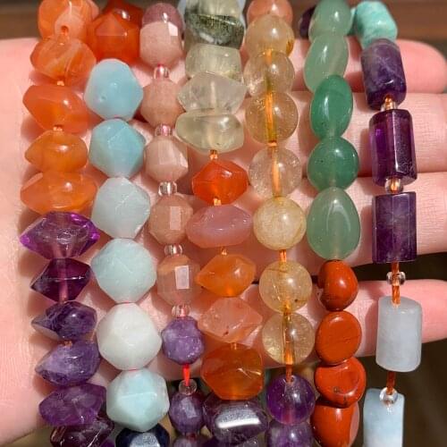 AAA Natural Seven Chakras Quartz Agates Stone Beads Irregular Round Faceted Loose Spacer Beads for DIY Jewelry Making Bracelet