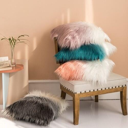 CLuxury Pillowcase 50x50 Cm Cushion Cover Artificial Fur Pink Gray Blue Orange Sofa Bedroom Car Soft Home Decoration