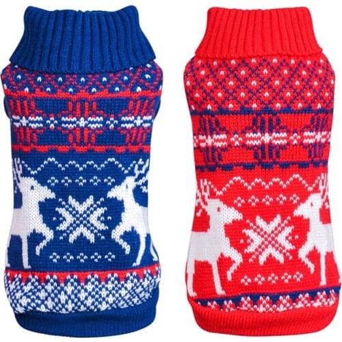 Pet Dog clothes Knitted Dog clothes Costume for Autumn Winter Puppy Warm Sweater Christmas Elk Coat for Small Medium dogs